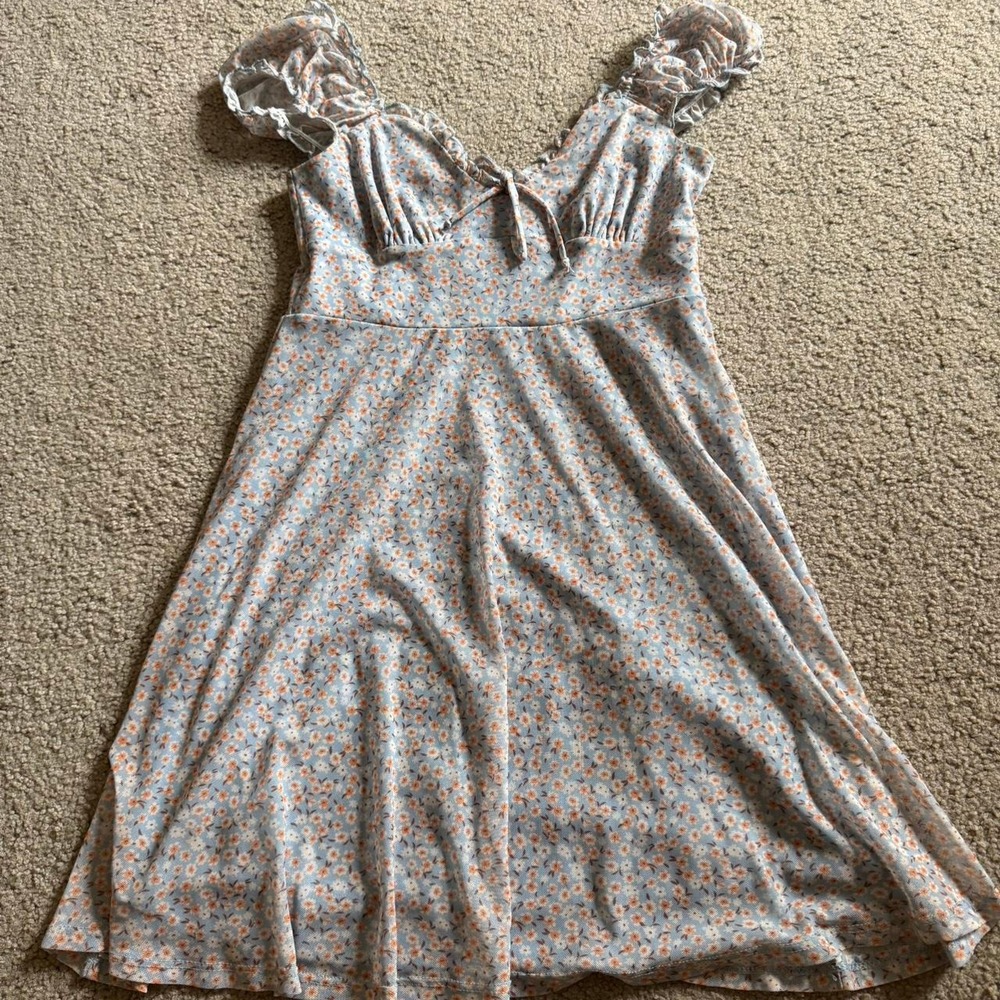 altar'd state mini blue floral dress
